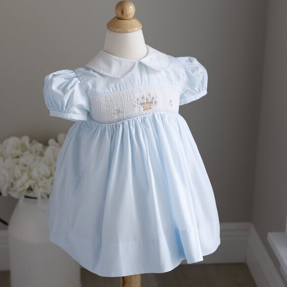 Rare Blue Smocked Traditional Heirloom Dress Boutique Spring Portrait 24 Months - Picture 2 of 5